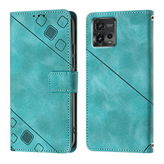 Custodia Portafoglio In Pelle Cover con Supporto YB1 per Motorola Moto G72 Verde