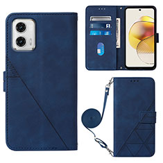 Custodia Portafoglio In Pelle Cover con Supporto YB1 per Motorola Moto G73 5G Blu