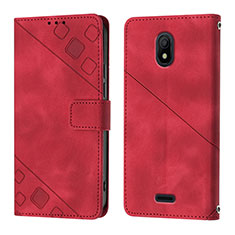Custodia Portafoglio In Pelle Cover con Supporto YB1 per Nokia C100 Rosso