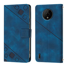 Custodia Portafoglio In Pelle Cover con Supporto YB1 per Nokia C200 Blu