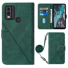 Custodia Portafoglio In Pelle Cover con Supporto YB1 per Nokia C22 Verde