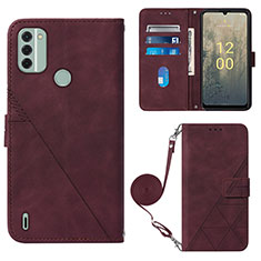 Custodia Portafoglio In Pelle Cover con Supporto YB1 per Nokia C31 Rosso