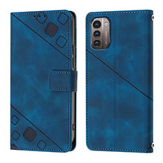 Custodia Portafoglio In Pelle Cover con Supporto YB1 per Nokia G21 Blu