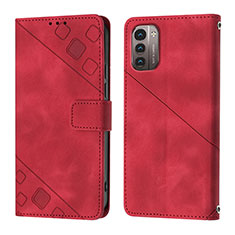 Custodia Portafoglio In Pelle Cover con Supporto YB1 per Nokia G21 Rosso