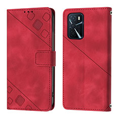 Custodia Portafoglio In Pelle Cover con Supporto YB1 per Oppo A54s Rosso