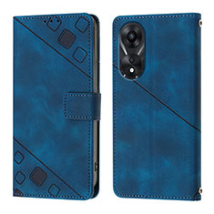 Custodia Portafoglio In Pelle Cover con Supporto YB1 per Oppo A58 5G Blu