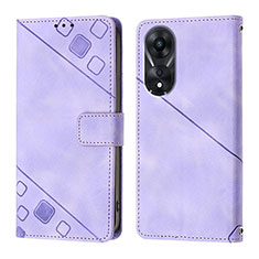 Custodia Portafoglio In Pelle Cover con Supporto YB1 per Oppo A58 5G Viola