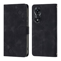 Custodia Portafoglio In Pelle Cover con Supporto YB1 per Oppo A78 5G Nero