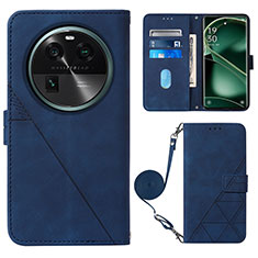 Custodia Portafoglio In Pelle Cover con Supporto YB1 per Oppo Find X6 5G Blu