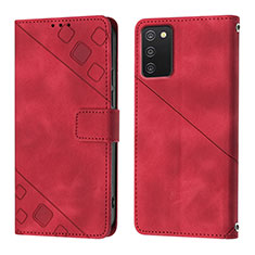 Custodia Portafoglio In Pelle Cover con Supporto YB1 per Samsung Galaxy A03s Rosso