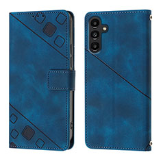 Custodia Portafoglio In Pelle Cover con Supporto YB1 per Samsung Galaxy A04s Blu