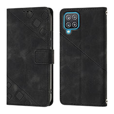 Custodia Portafoglio In Pelle Cover con Supporto YB1 per Samsung Galaxy A12 5G Nero