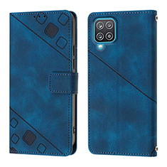 Custodia Portafoglio In Pelle Cover con Supporto YB1 per Samsung Galaxy A12 Nacho Blu
