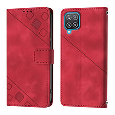 Custodia Portafoglio In Pelle Cover con Supporto YB1 per Samsung Galaxy A12 Nacho Rosso