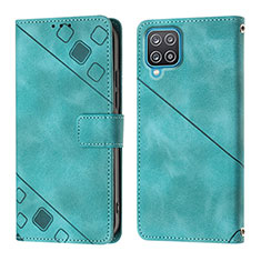 Custodia Portafoglio In Pelle Cover con Supporto YB1 per Samsung Galaxy A12 Nacho Verde