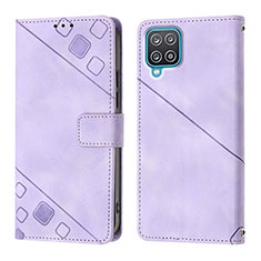 Custodia Portafoglio In Pelle Cover con Supporto YB1 per Samsung Galaxy A12 Viola