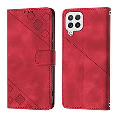 Custodia Portafoglio In Pelle Cover con Supporto YB1 per Samsung Galaxy M32 4G Rosso