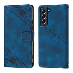 Custodia Portafoglio In Pelle Cover con Supporto YB1 per Samsung Galaxy S21 FE 5G Blu