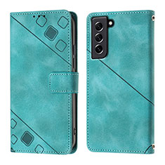 Custodia Portafoglio In Pelle Cover con Supporto YB1 per Samsung Galaxy S21 FE 5G Verde