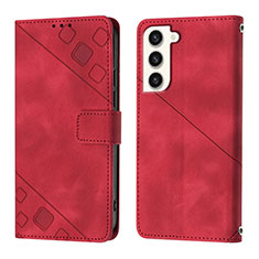 Custodia Portafoglio In Pelle Cover con Supporto YB1 per Samsung Galaxy S22 5G Rosso