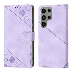 Custodia Portafoglio In Pelle Cover con Supporto YB1 per Samsung Galaxy S22 Ultra 5G Lavanda