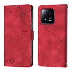Custodia Portafoglio In Pelle Cover con Supporto YB1 per Xiaomi Mi 13 5G Rosso