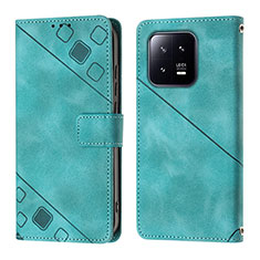 Custodia Portafoglio In Pelle Cover con Supporto YB1 per Xiaomi Mi 13 5G Verde