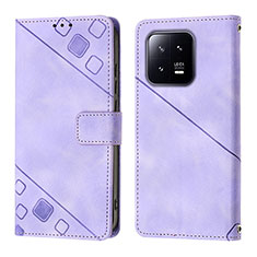 Custodia Portafoglio In Pelle Cover con Supporto YB1 per Xiaomi Mi 13 5G Viola