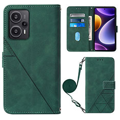 Custodia Portafoglio In Pelle Cover con Supporto YB1 per Xiaomi Poco F5 5G Verde