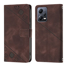 Custodia Portafoglio In Pelle Cover con Supporto YB1 per Xiaomi Redmi Note 12 5G Marrone
