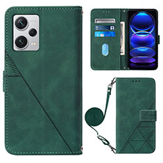 Custodia Portafoglio In Pelle Cover con Supporto YB1 per Xiaomi Redmi Note 12 Explorer Verde