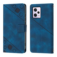 Custodia Portafoglio In Pelle Cover con Supporto YB1 per Xiaomi Redmi Note 12 Pro 5G Blu