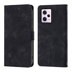 Custodia Portafoglio In Pelle Cover con Supporto YB1 per Xiaomi Redmi Note 12 Pro 5G Nero