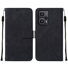 Custodia Portafoglio In Pelle Cover con Supporto YB2 per Xiaomi Poco F5 5G Nero
