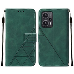 Custodia Portafoglio In Pelle Cover con Supporto YB2 per Xiaomi Poco F5 5G Verde