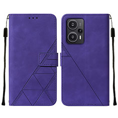 Custodia Portafoglio In Pelle Cover con Supporto YB2 per Xiaomi Poco F5 5G Viola