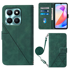 Custodia Portafoglio In Pelle Cover con Supporto YB3 per Huawei Honor X6a Verde