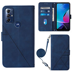 Custodia Portafoglio In Pelle Cover con Supporto YB3 per Motorola Moto G Play (2023) Blu