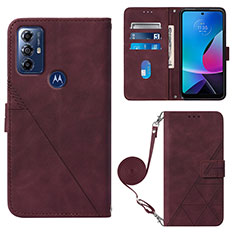 Custodia Portafoglio In Pelle Cover con Supporto YB3 per Motorola Moto G Play (2023) Rosso