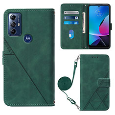 Custodia Portafoglio In Pelle Cover con Supporto YB3 per Motorola Moto G Play (2023) Verde