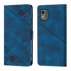 Custodia Portafoglio In Pelle Cover con Supporto YB3 per Nokia C12 Blu