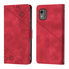 Custodia Portafoglio In Pelle Cover con Supporto YB3 per Nokia C12 Rosso