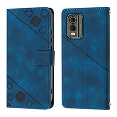 Custodia Portafoglio In Pelle Cover con Supporto YB3 per Nokia C210 Blu