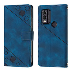 Custodia Portafoglio In Pelle Cover con Supporto YB3 per Nokia C22 Blu