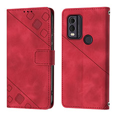 Custodia Portafoglio In Pelle Cover con Supporto YB3 per Nokia C22 Rosso