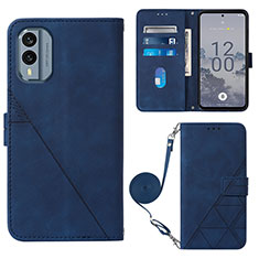 Custodia Portafoglio In Pelle Cover con Supporto YB3 per Nokia X30 5G Blu