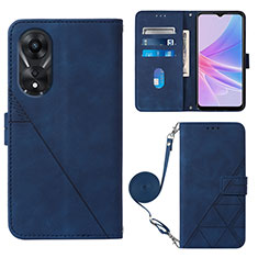 Custodia Portafoglio In Pelle Cover con Supporto YB3 per Oppo A58 5G Blu