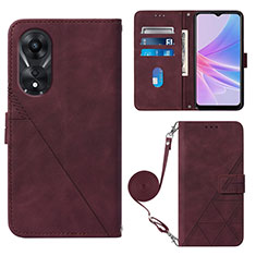 Custodia Portafoglio In Pelle Cover con Supporto YB3 per Oppo A58 5G Rosso