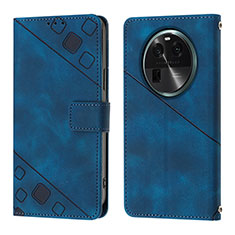 Custodia Portafoglio In Pelle Cover con Supporto YB3 per Oppo Find X6 5G Blu