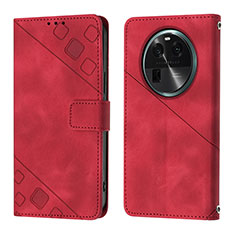 Custodia Portafoglio In Pelle Cover con Supporto YB3 per Oppo Find X6 5G Rosso